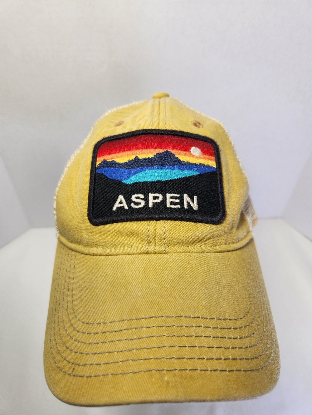 Legacy Aspen Yellow White Men's Strapback Adjustable Mesh Back Outdoor Hat